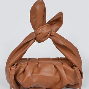 ALMOST GONE!! Brown Vegan Leather Top Knot Shoulder Bag